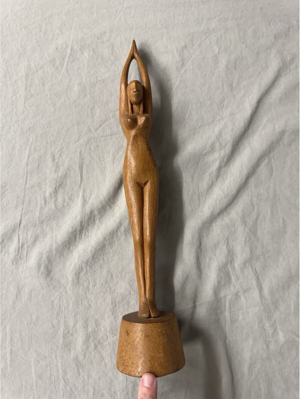 Nude Woman Wood  Statue Sculpture - 16 in, Vintage.